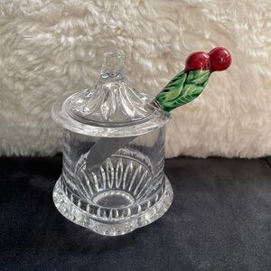 Vintage Gorham Crystal Marmalade Jar w/spreader.